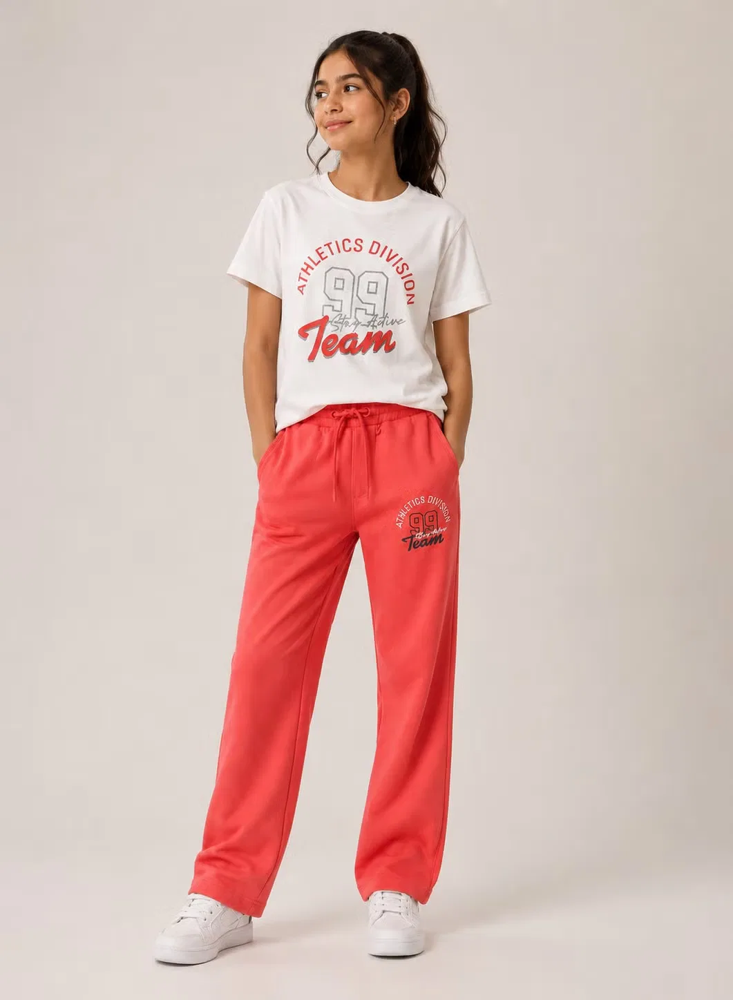 Комплект из 2 предметов с принтом-слоганом, модель Slogan Print Top with Matching Bottom, Victor And Jane, белый