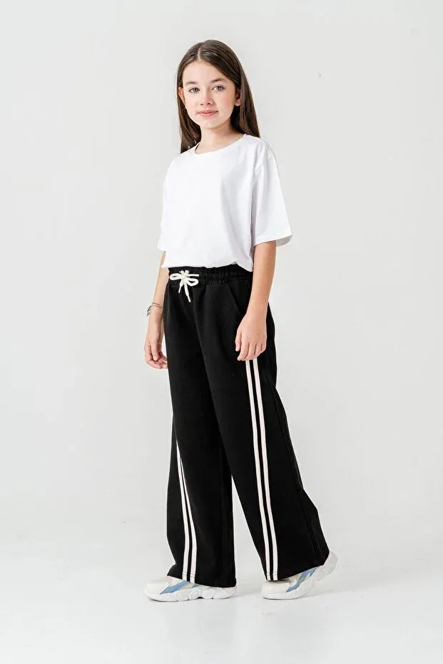 Детские спортивные штаны для девочек с широкими штанинами Mışıl Kids, Black
