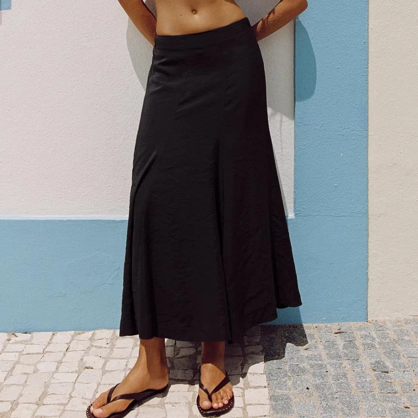 Женская длинная юбка Casual Black ZARA, Черный — фото 4