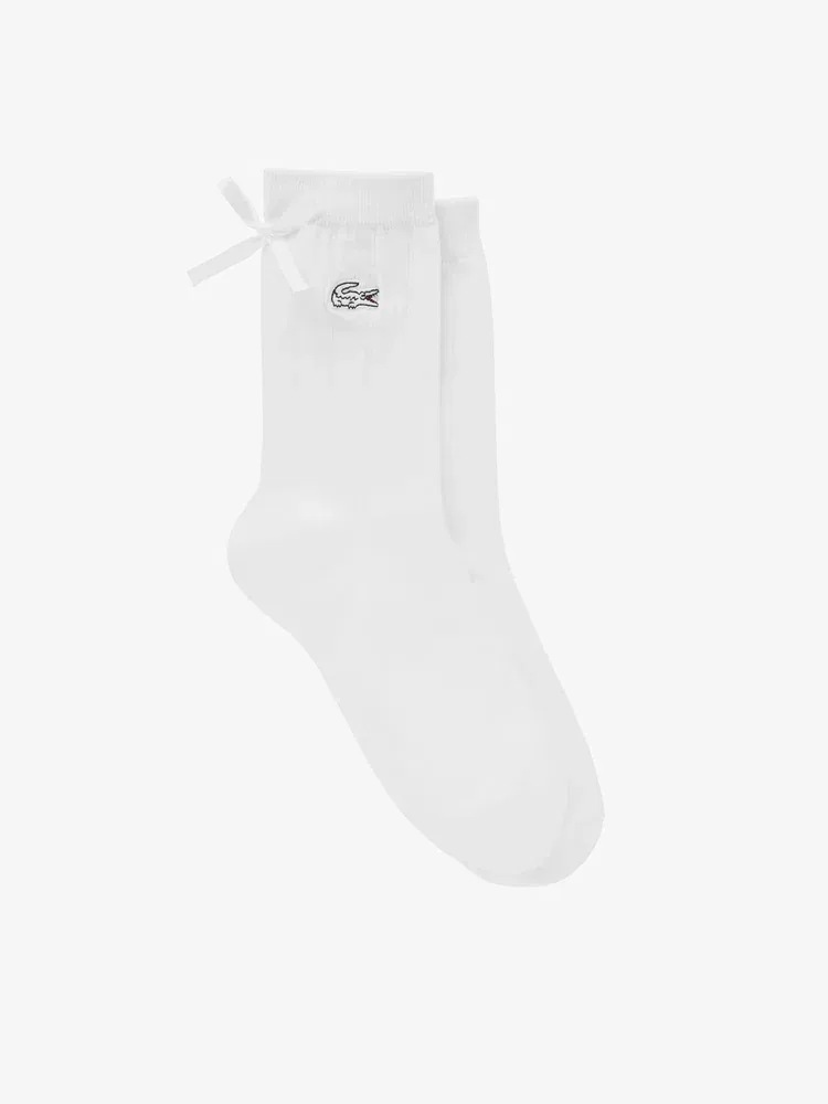 Носки женские LACOSTE с бантом, ажурные, белые