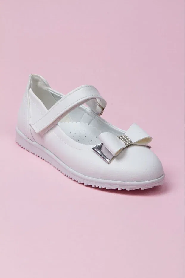 Детские балетки для девочек с ортопедической стелькой Anılfashion, White — фото 2