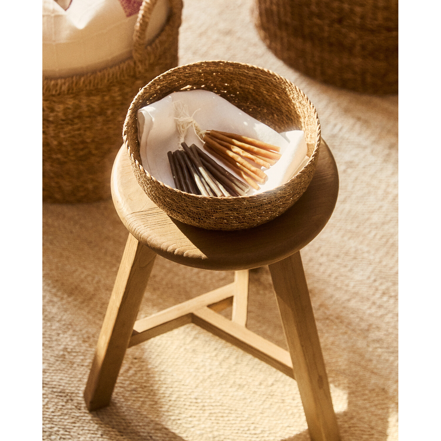 

Корзина Zara Home Round Woven, бежевый
