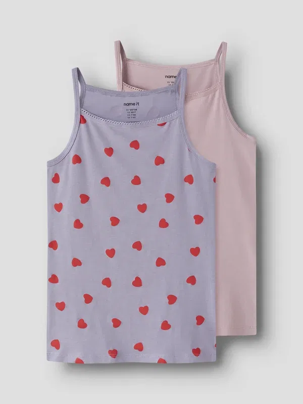 Майка с принтом Nkfstrap hearts 2 pack Name It, lavender gray, серый