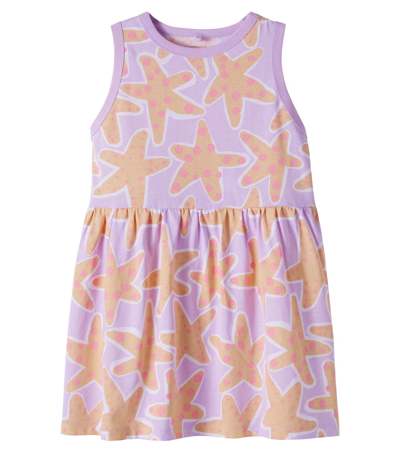 Платье из хлопкового трикотажа с принтом Stella Mccartney Kids, фиолетовый
