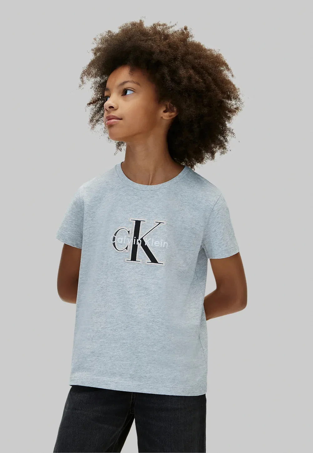 Детская футболка с фирменным логотипом - футболка с принтом Calvin Klein Jeans, Grey Heather — фото 2