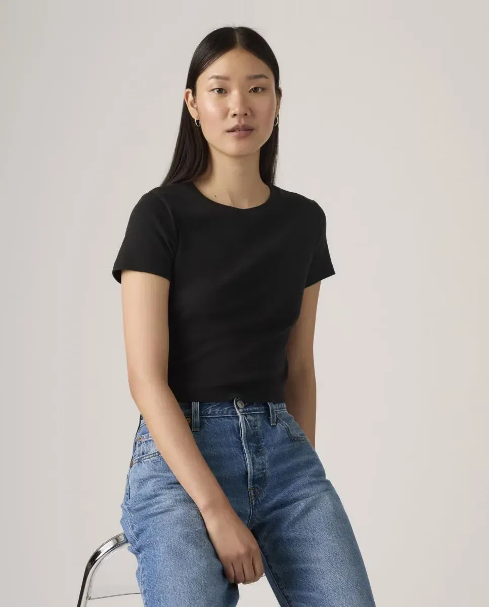 Женская футболка-кроп с коротким рукавом Levi's, Черный — фото 4