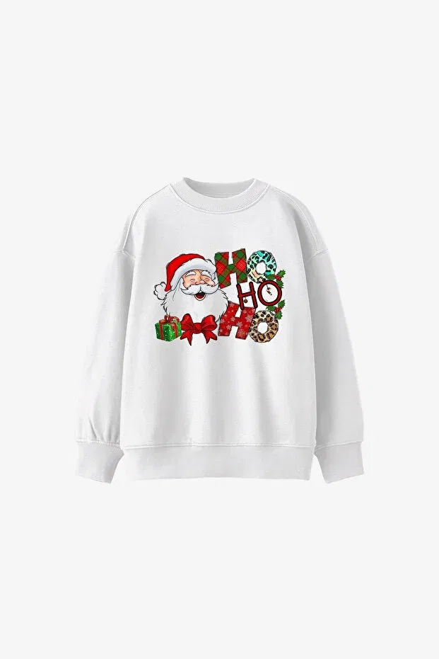 Детское худи для мальчиков с принтом New year's santa claus printed oversize hooded basic unisex children's sweatshirt with cotton inside C.C.L. Coccolin Kids Baby Clup, White