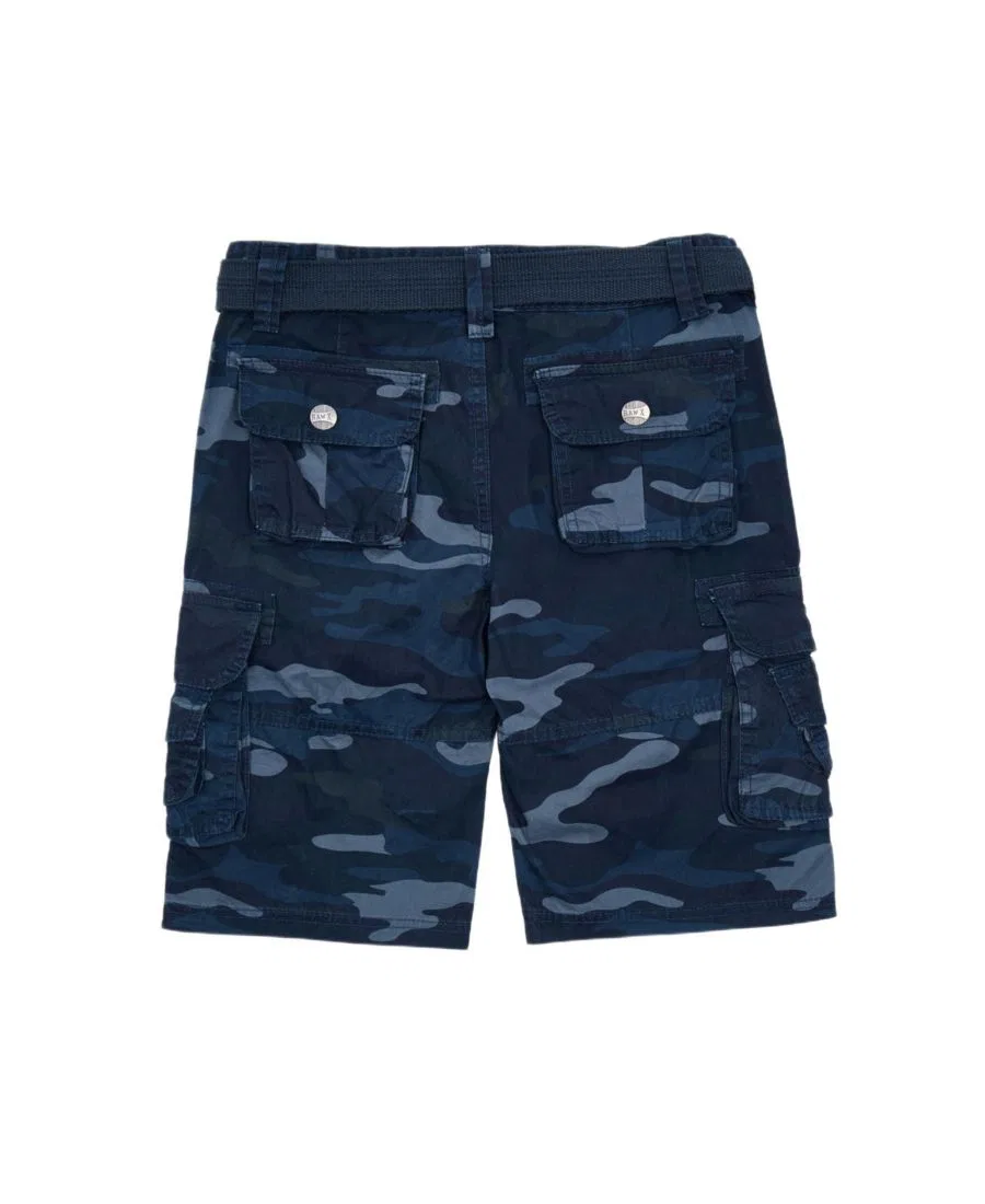 Шорты карго из твила с поясом Boy's Belted Twill Cargo Shorts Raw X, Navy Camo — фото 2