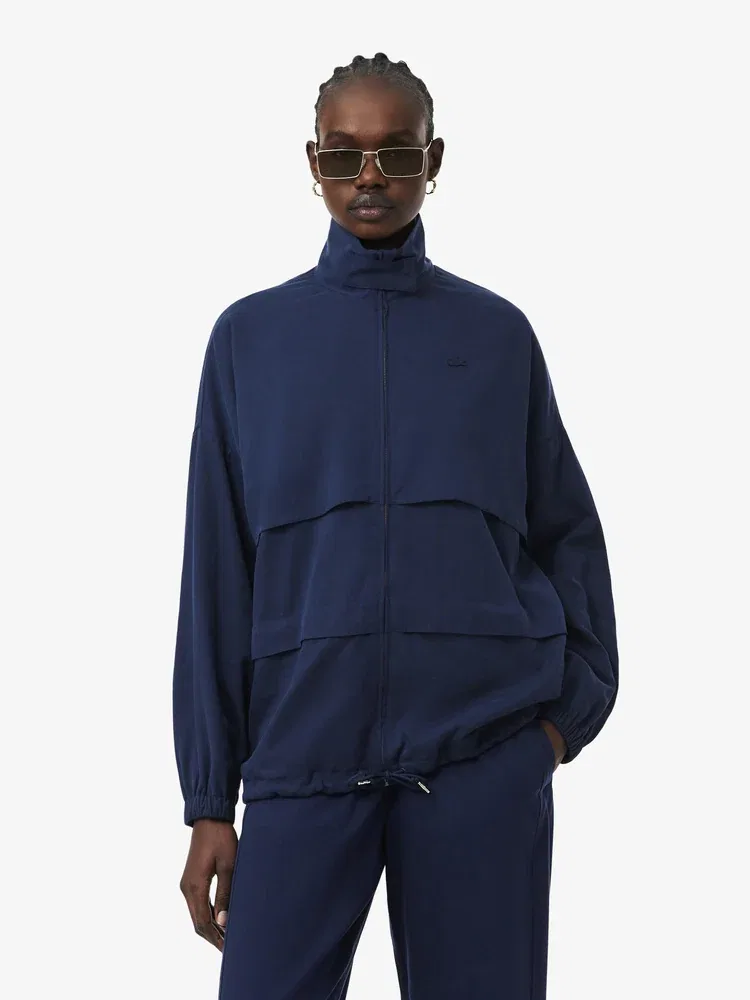 Жакет LACOSTE Navy из смесового льна, свободный крой, темно-синий