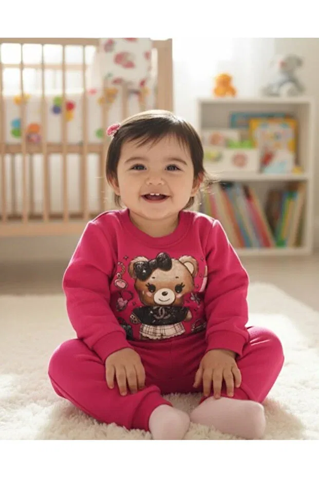 Детский для девочек комплект спортивного костюма с принтом Teddy Bear Dastini, Pink — фото 2