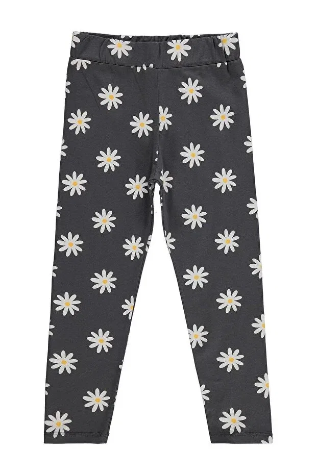 Детские леггинсы для девочек с принтом Daisy Patterned Tights Civil Girls, Anthracite