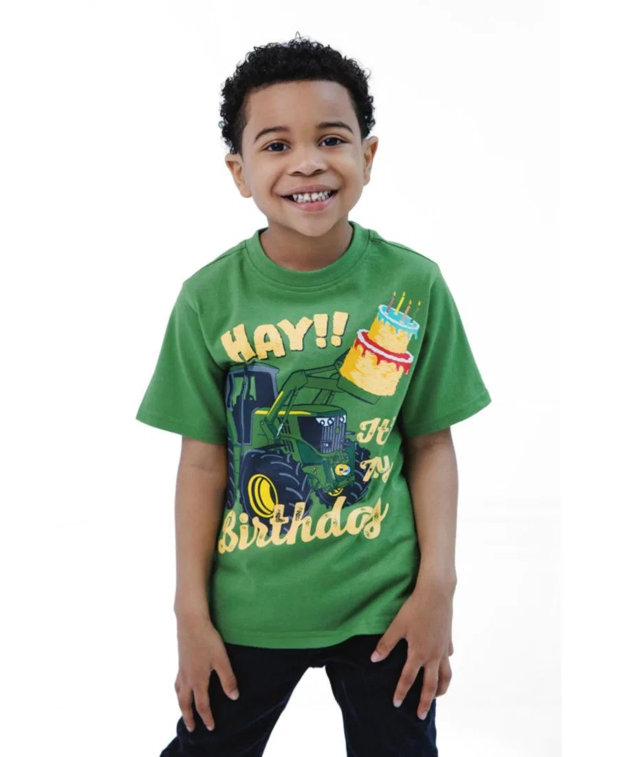 Детская футболка с принтом John Deere, модель Birthday T-Shirt John Deere, Kelly Green — фото 2