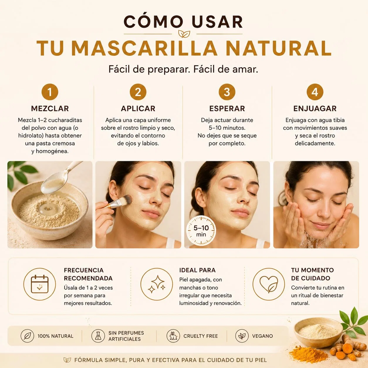 Маска для лица Brightening Face Mask, Ternary Blend 301, 100 г Genérico — фото 4