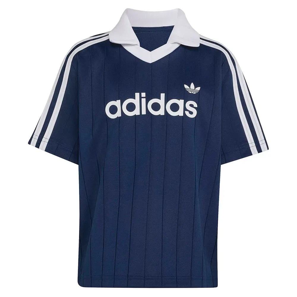 Детский комплект для девочек с принтом Loose Polo Pinstripe Short Tee Adidas Originals, Blue — фото 4