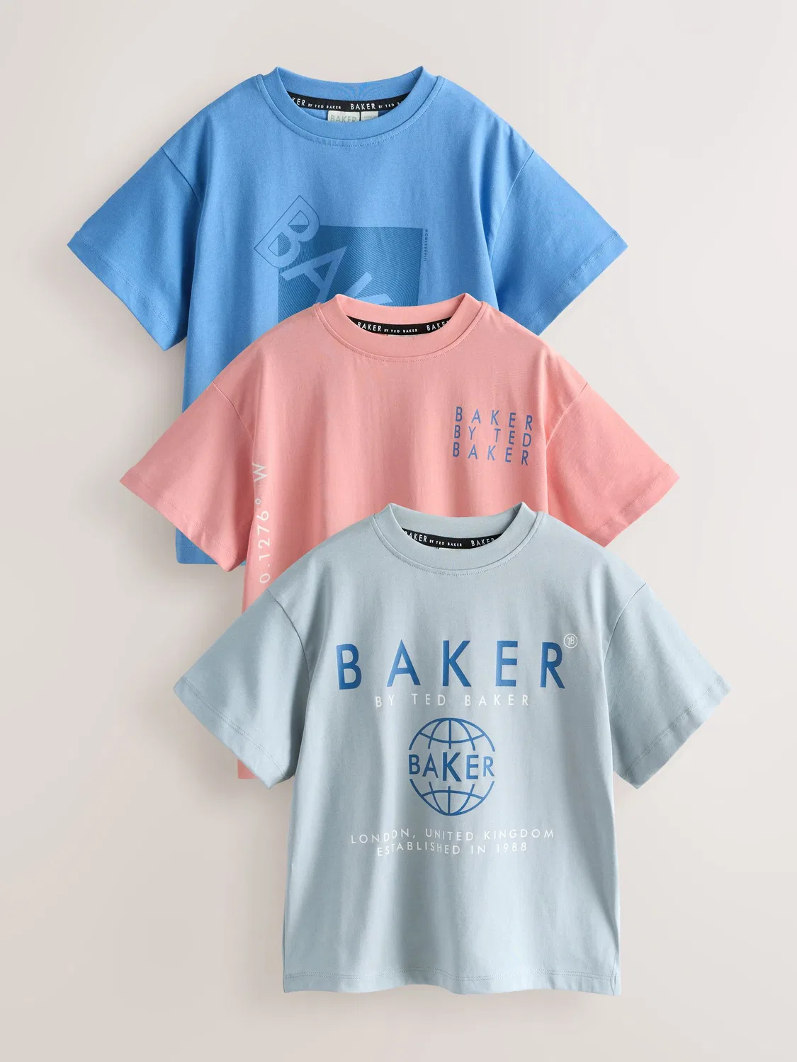 Футболки 3 шт. Baker by Ted Baker, синий/серый/оранжевый