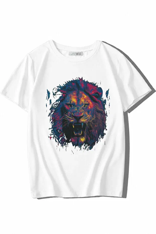 Детская футболка для мальчиков с принтом Lion Color Lion Brz Kids, White