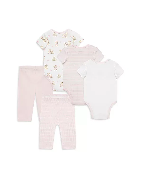 Детский комплект для девочек с медведями Bears Bodysuit Pant Set Little Me, розовый — фото 2