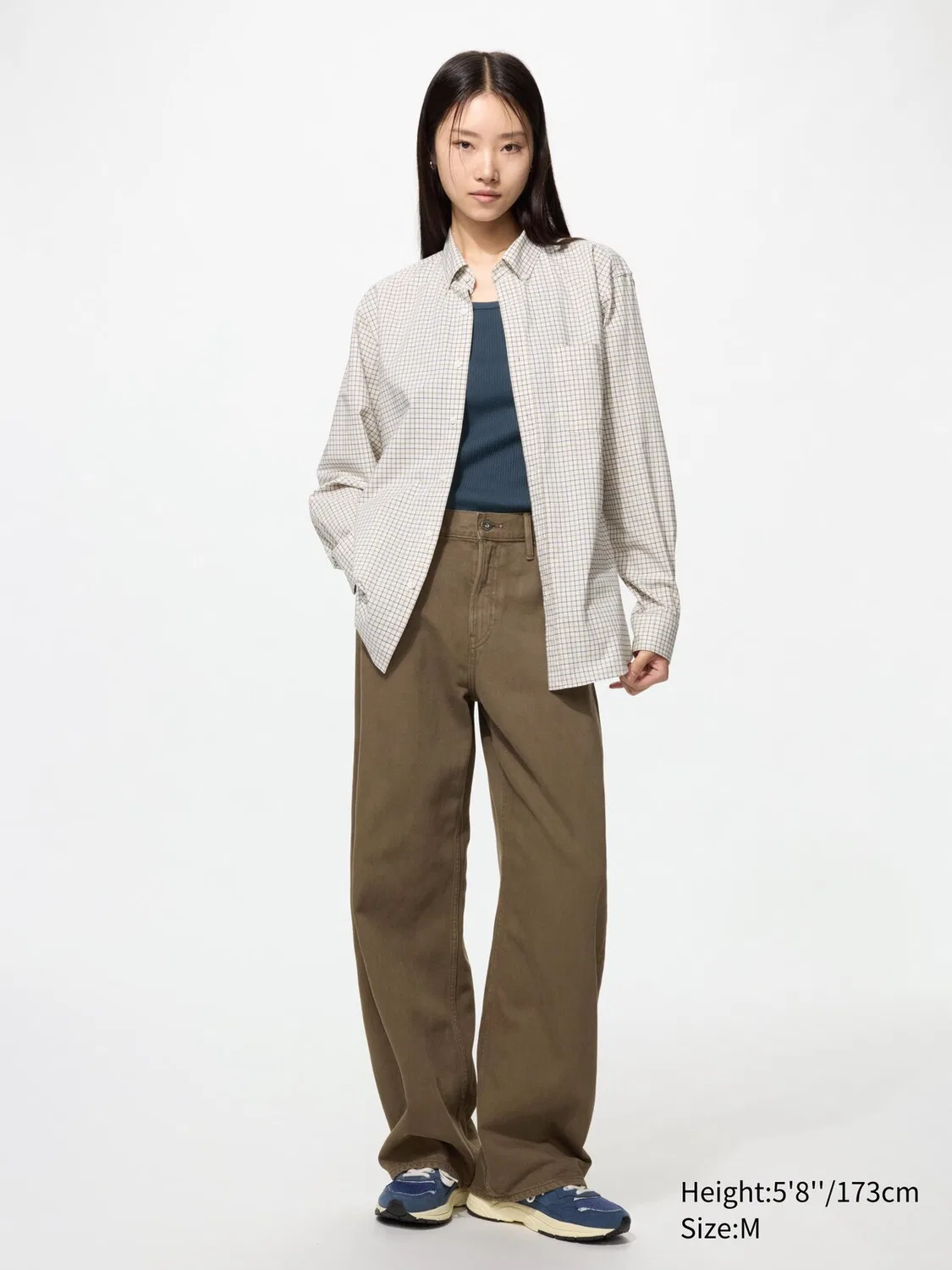 Рубашка Uniqlo, клетчатая, натуральный — фото 4