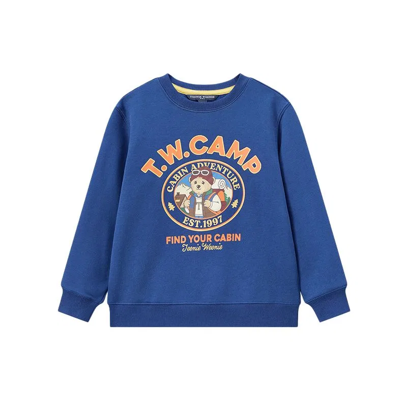 Детское худи с принтом Fleece Lined Crew Neck Pullover Teenie Weenie Men, Dark Blue