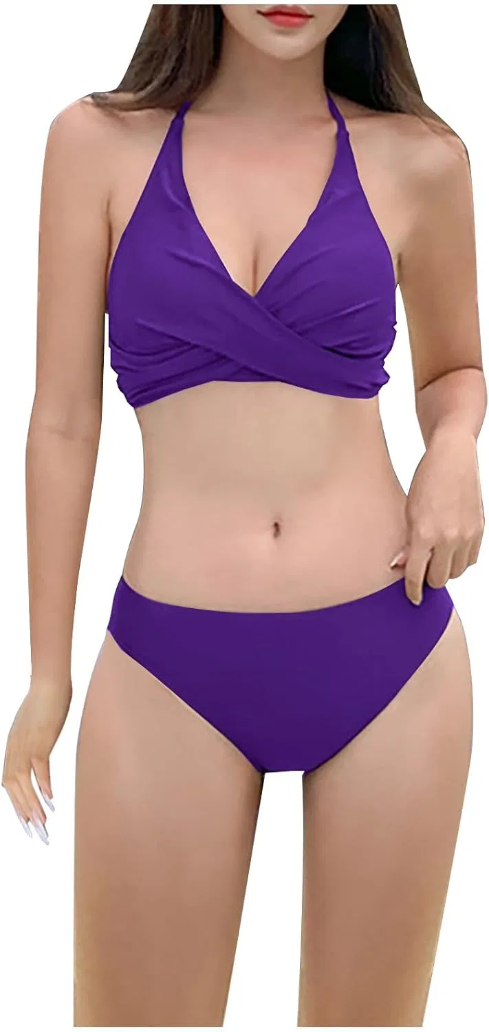 Женский бикини-комплект с V-образным вырезом Push Up, Purple — фото 4