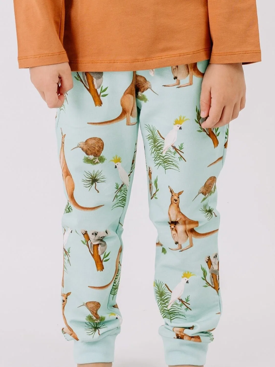 Брюки Walkiddy Regular Pants Australian Animals пастельно-голубого цвета — фото 4