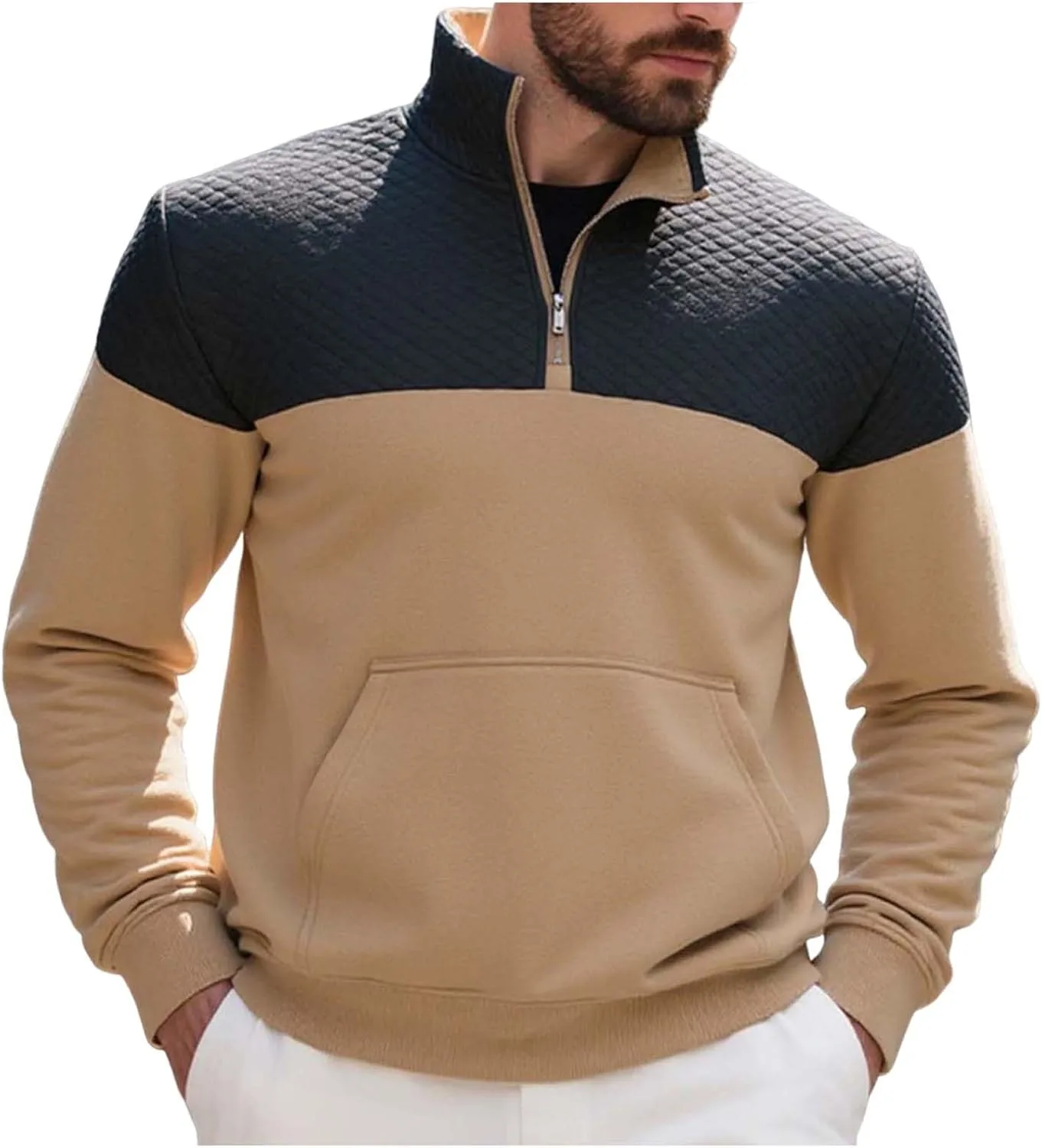 

Толстовка с воротником стойкой и карманом, мужская, Big and Tall, Slim Fit