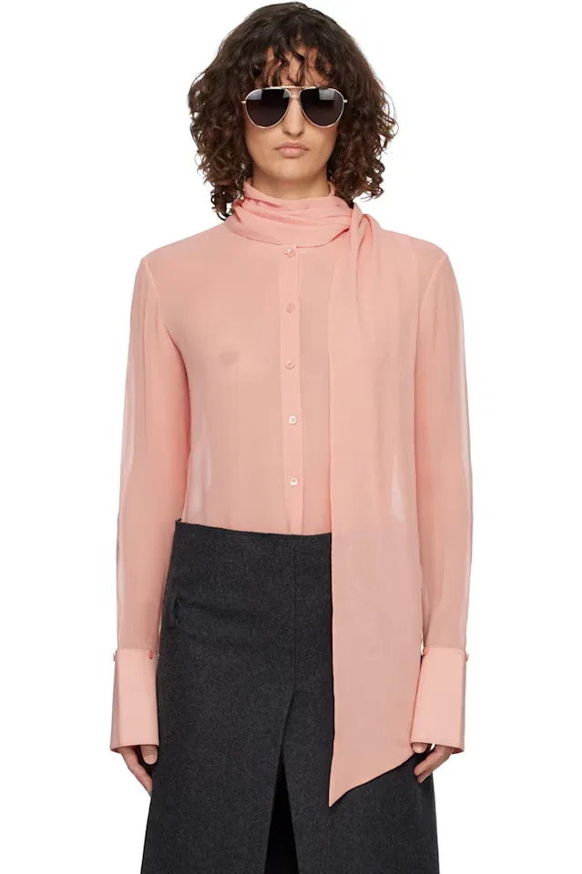 Розовая шелковая рубашка Acne Studios