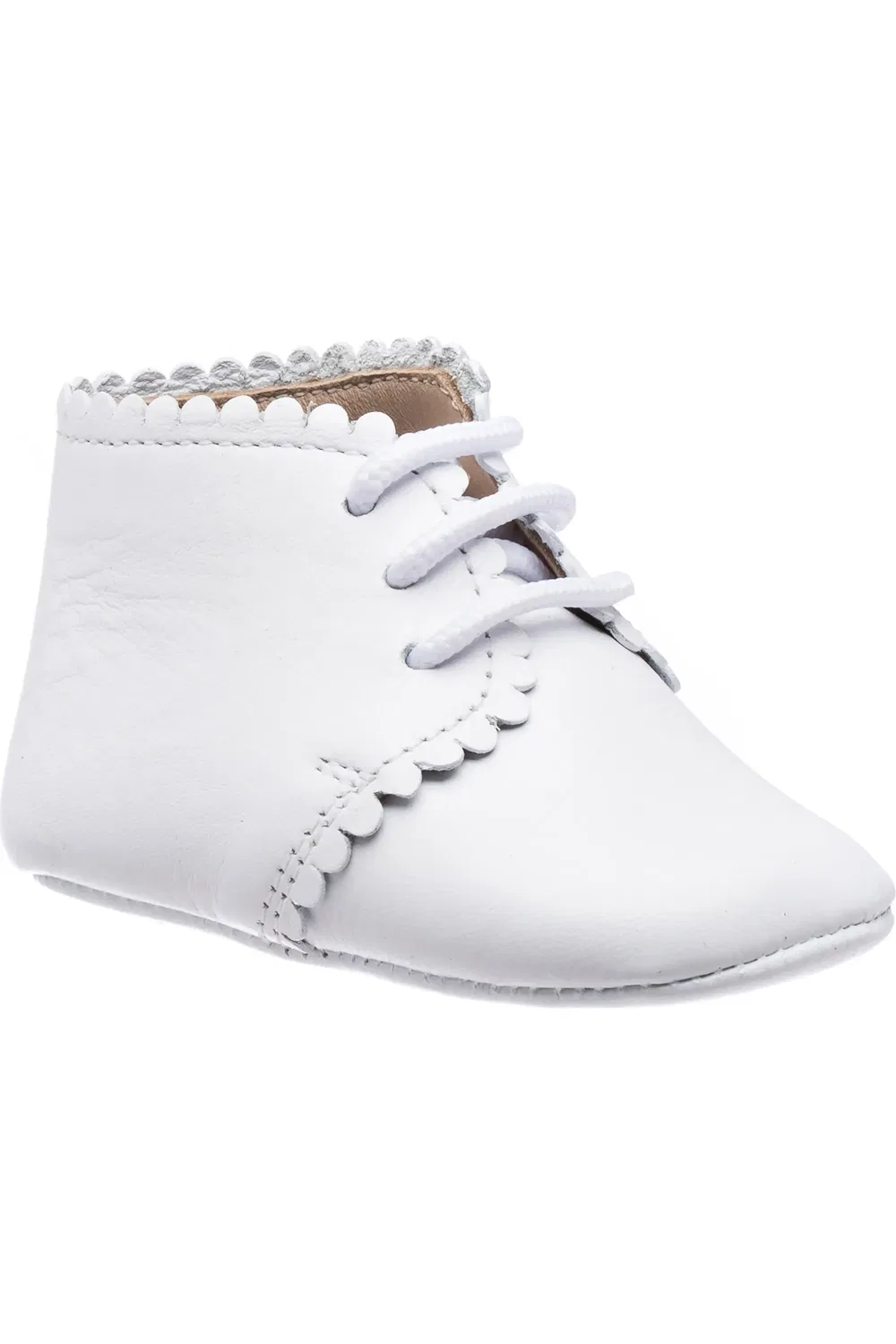 Детские ботиночки на шнуровке Scallop Bootie Elephantito, белый