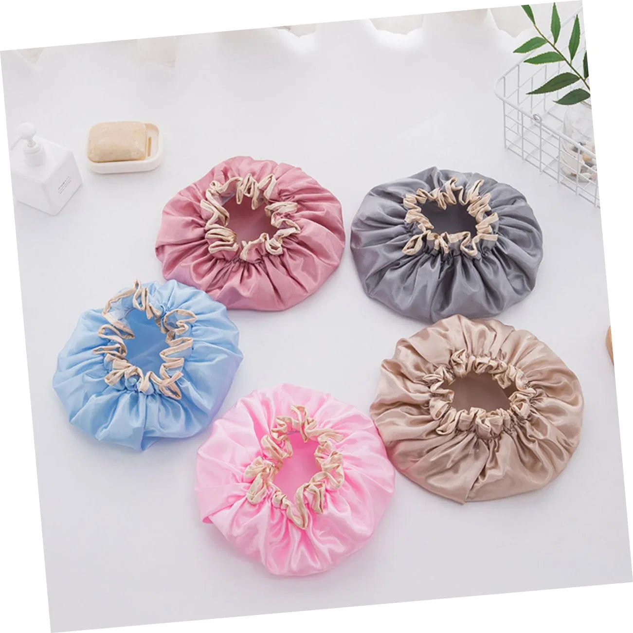 Шапочка для душа Pack of 10, Healvian, Assorted colours x 2 pieces, Pink Grey Red Blue — фото 4