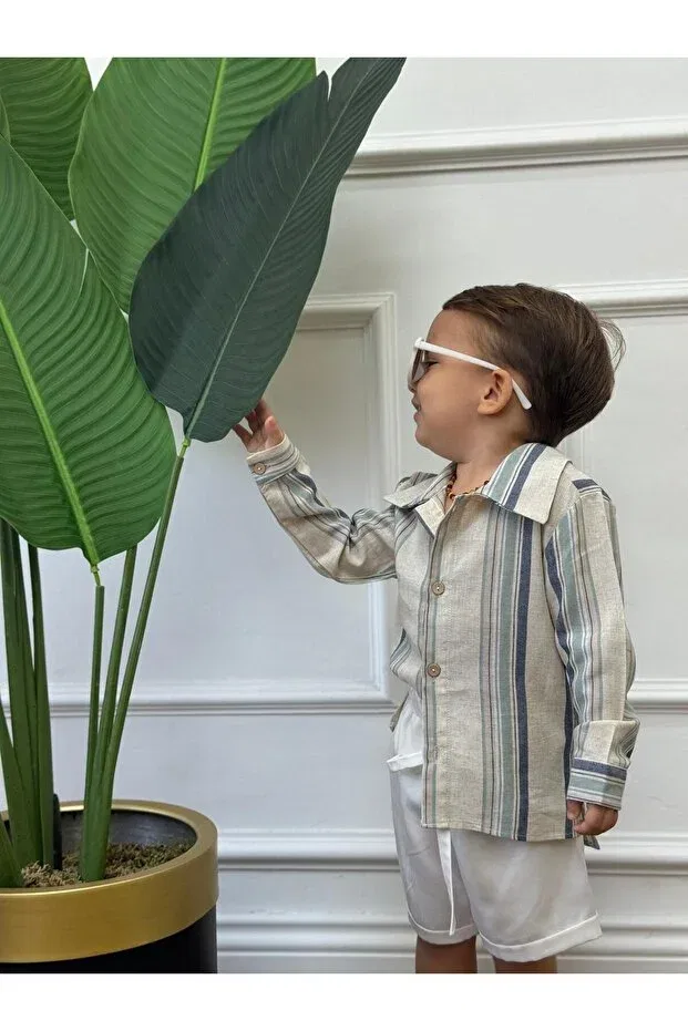 Детская рубашка для мальчиков из льна с длинным рукавом Ares Kids Fashion, White — фото 2