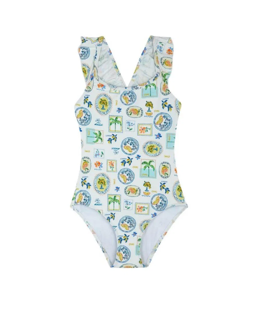 Купальник для девочек с квадратным вырезом и рюшами Capri Vibes Gottex Kids, White