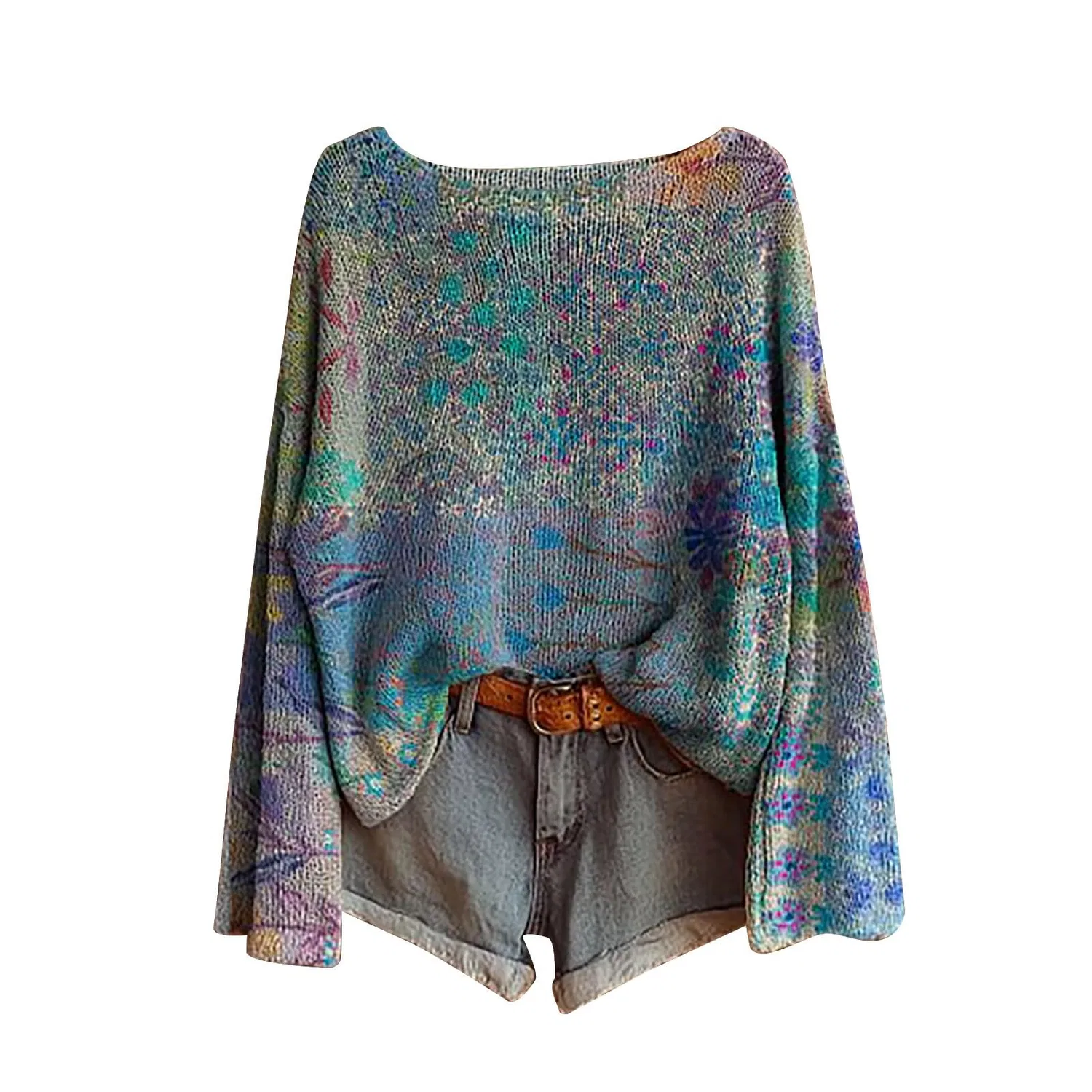 Женский свитер с принтом Bohemia Sweater, Medium Blue