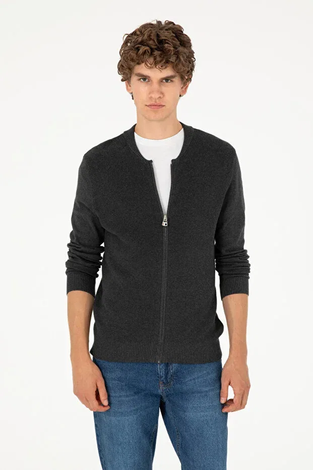 Мужской кардиган с длинным рукавом Basics U.S. Polo Assn., Anthracite Melange