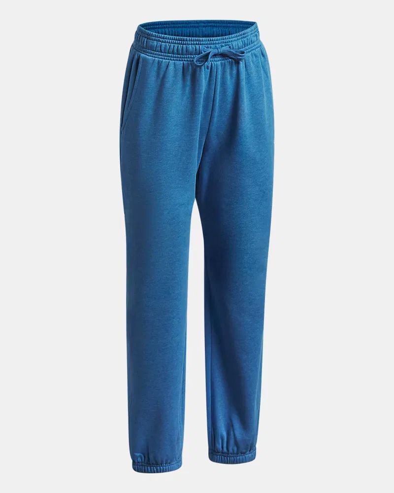 Джоггеры для девочек 66 см утепленные флисовые с начесом UA Rival Fleece UnderArmour, Aegean Blue Light Hthr/White — фото 3