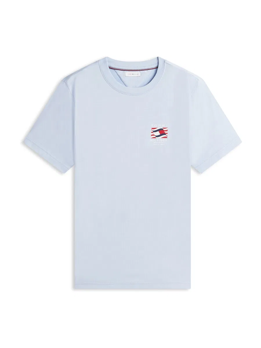Футболка TOMMY HILFIGER «Волнистый флаг» пастельно-голубого и темно-синего цвета