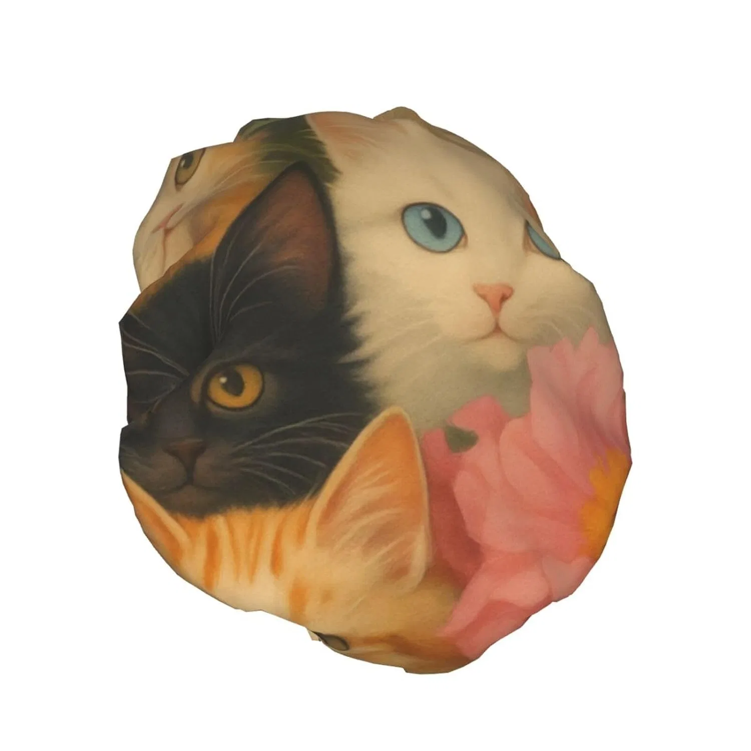 Шапочка для душа Double Layer Waterproof, HLBSDM, Cute Cat And Flowers — фото 2