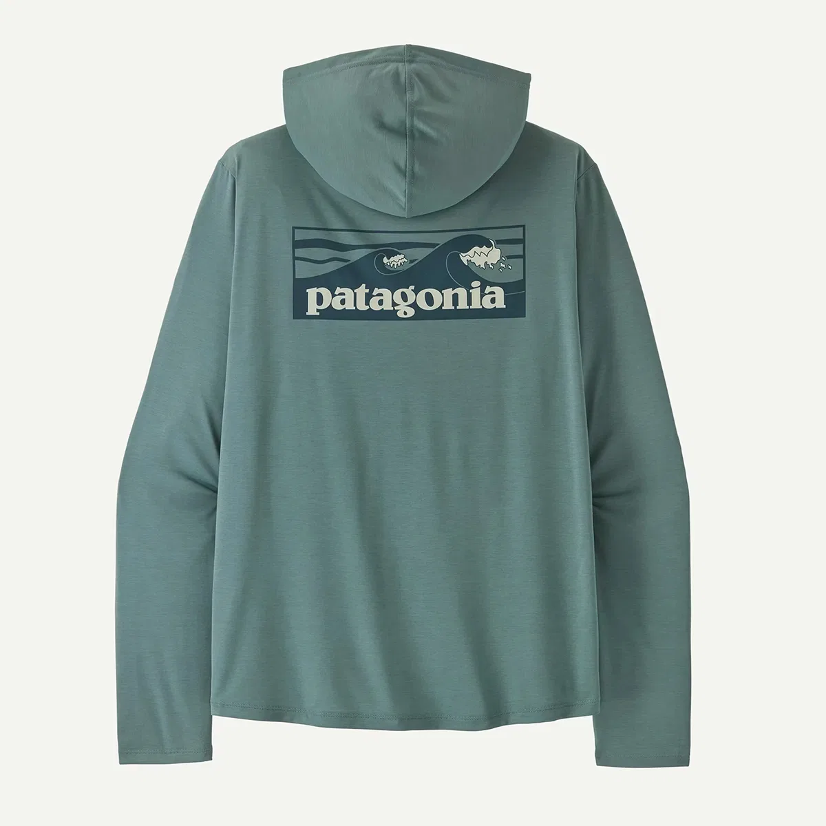 Мужская худи с принтом Capilene Cool Boardshort Logo Daily Hoodie Patagonia, Blue Sage/Light Blue Sage X-Dye — фото 4