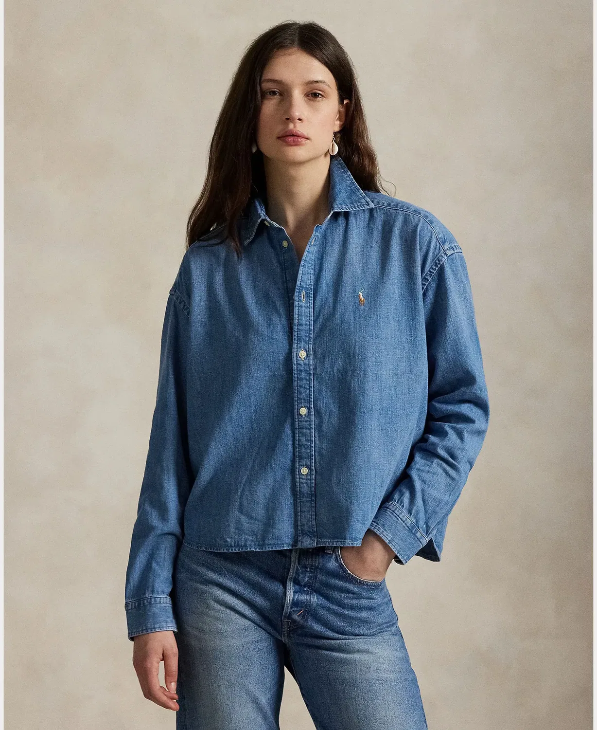 Женская джинсовая рубашка с вышивкой Polo Ralph Lauren, Denim