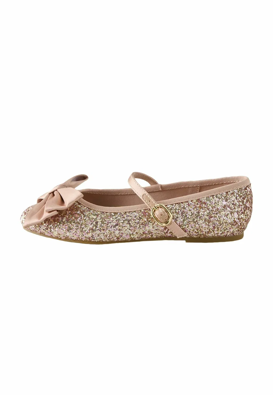 Туфли-Мэри-Джейн с бантом - балетки с ремешком на щиколотке Next, Rose Gold Glitter