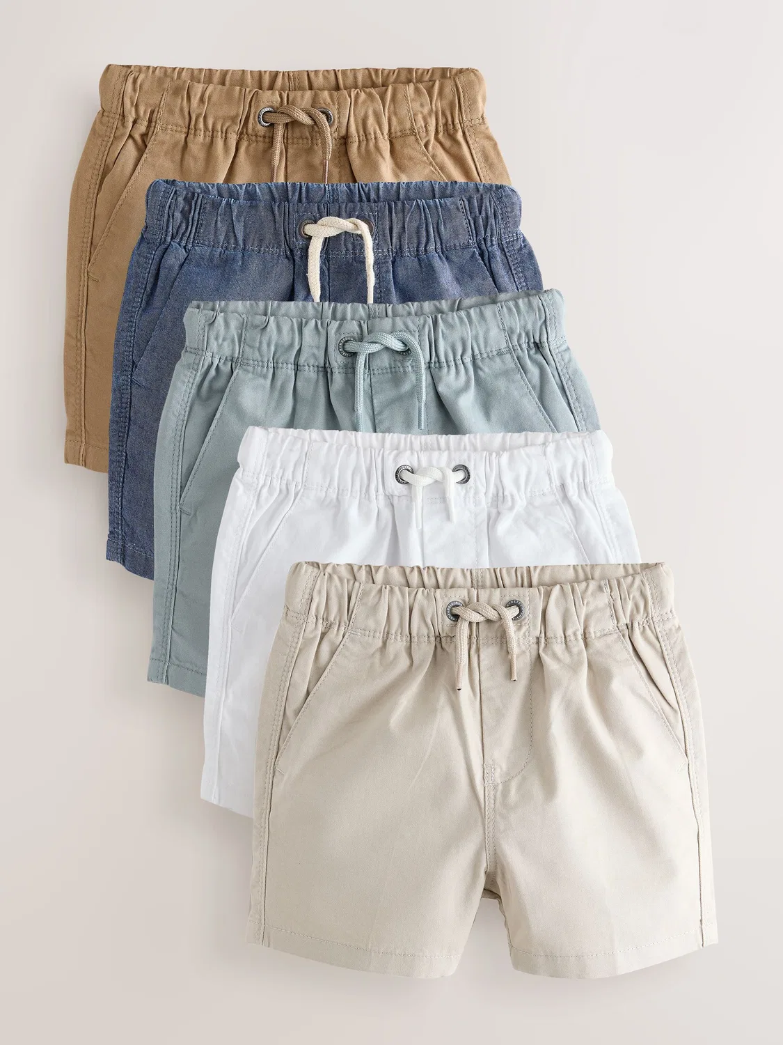 Шорты 5 шт. Pull On Shorts Next, Navy/Chambray/Tan/White/Blue