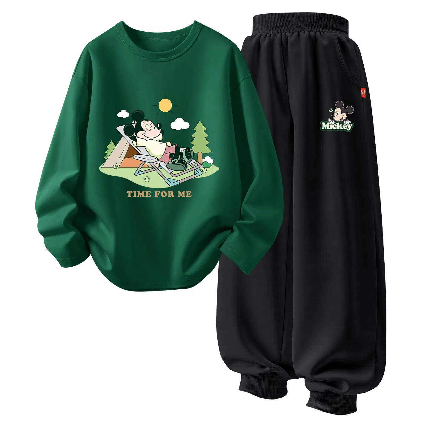 Детский спортивный комплект с принтом Di Smile Face Qi Black Disney, Vintage Green