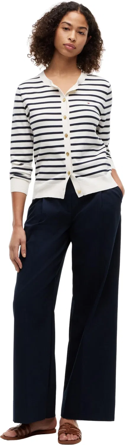 Женский кардиган с пуговицами Fine Jersey Tommy Hilfiger, Beige (Ivory Petal/Dark N Navy Breton Stp) — фото 4