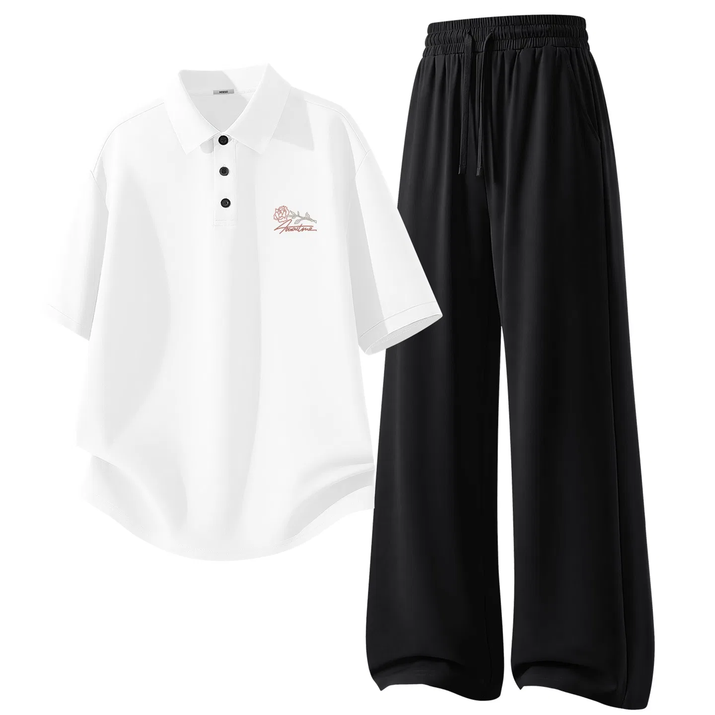 Детский спортивный комплект из 2 предметов MINISO, White (English Rose Chest Logo)+Black