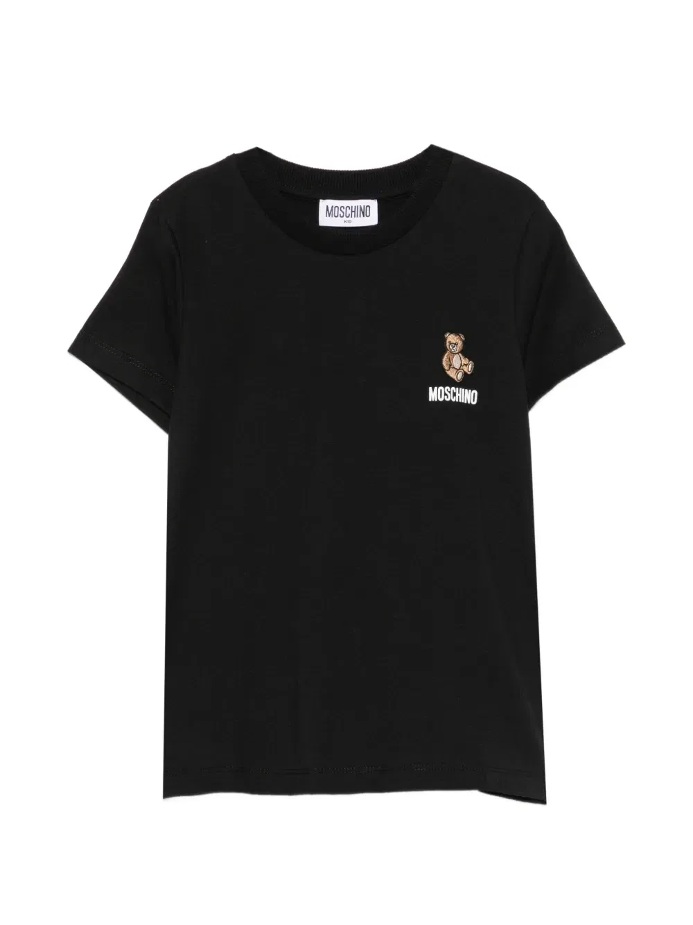 Футболка с принтом плюшевого мишки Moschino Kids, черный