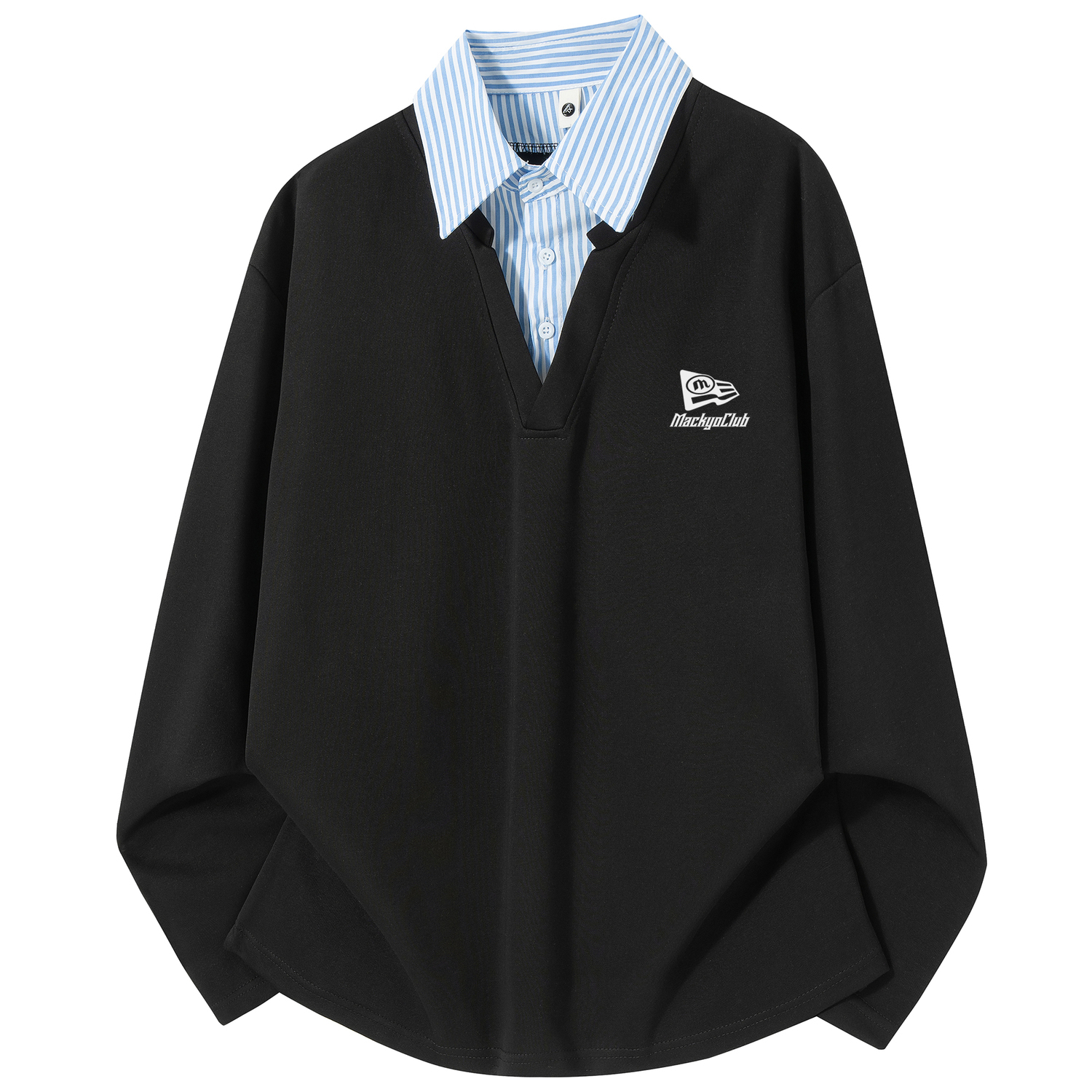 

Поло Unisex Lapel Moderate Mock Two Piece Mackyo, черный [fleece-lined]