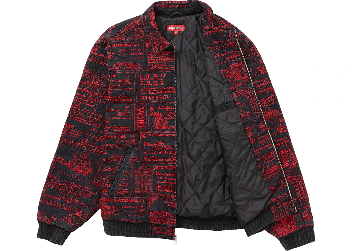 Мужская куртка-джинсовка с вышивкой Supreme Checks Denim Jacket, Black — фото 3