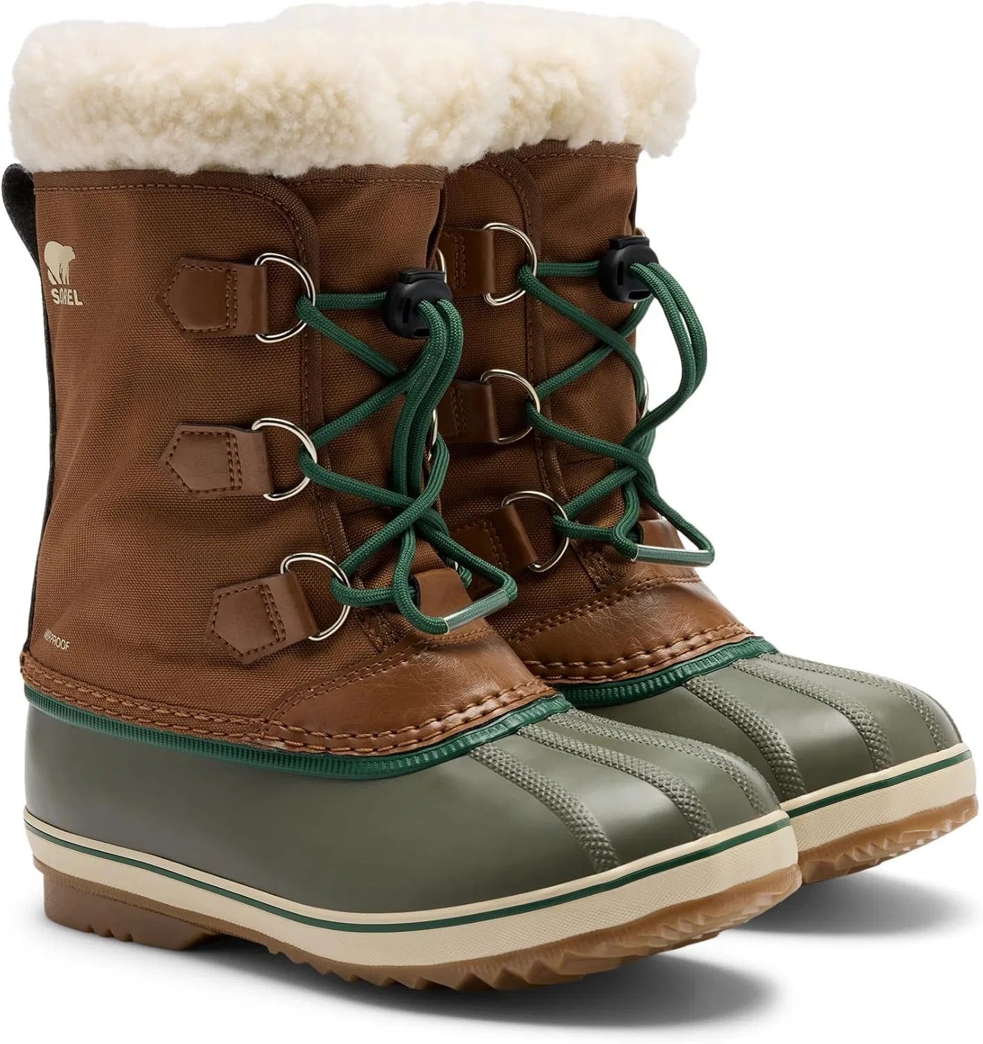 Детские снежные ботинки для девочек Yoot Pac SOREL, Velvet Tan/Stone Green — фото 2