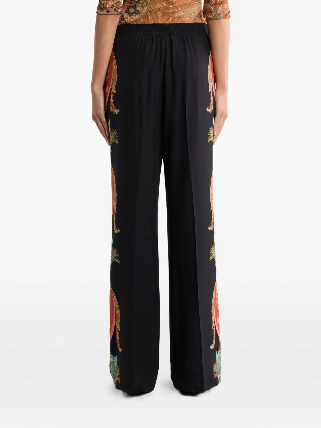 Штаны с листовым узором в стиле пейсли ETRO, черный — фото 2