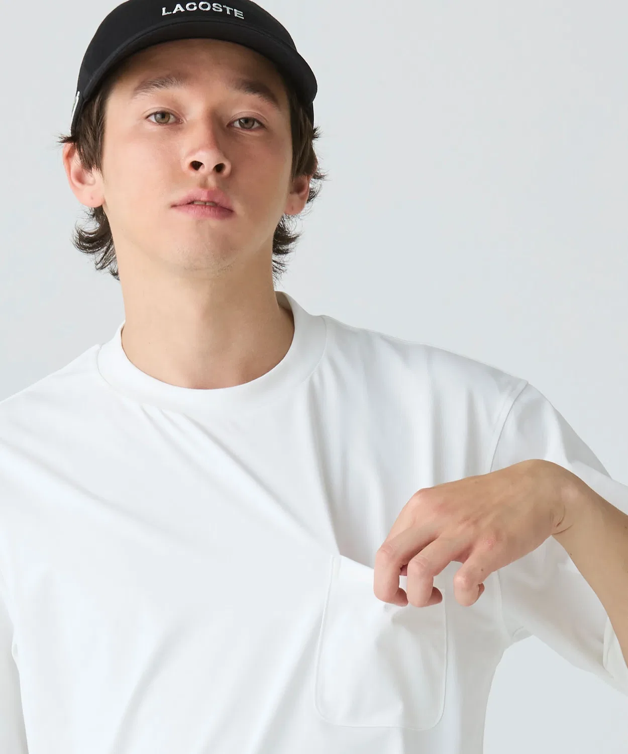 Мужская футболка с логотипом Oversize Pocket Half-Sleeve T-Shirt LACOSTE, Grayish Blue — фото 2