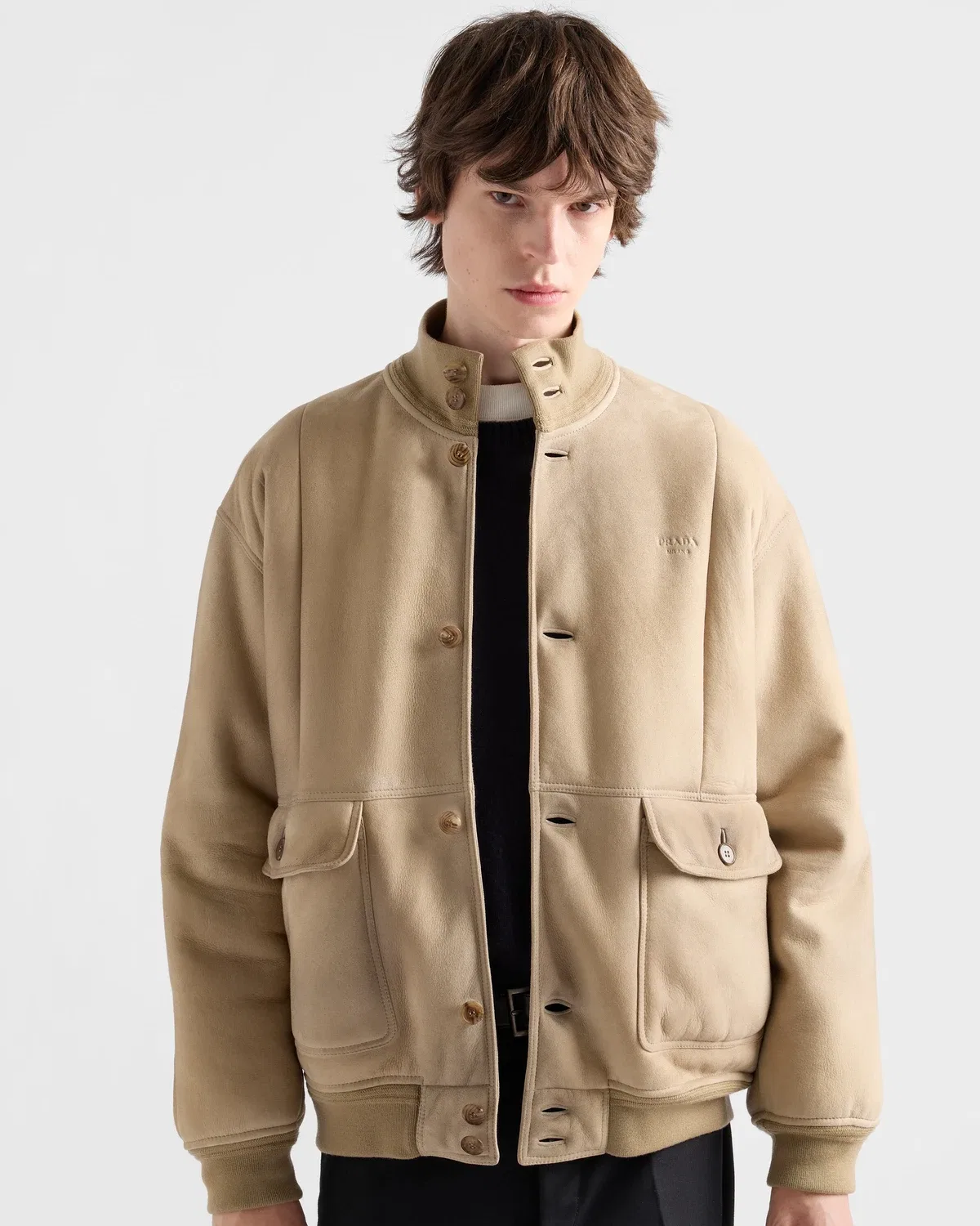 Куртка-бомбер из овчины, Prada, бежевый — фото 4